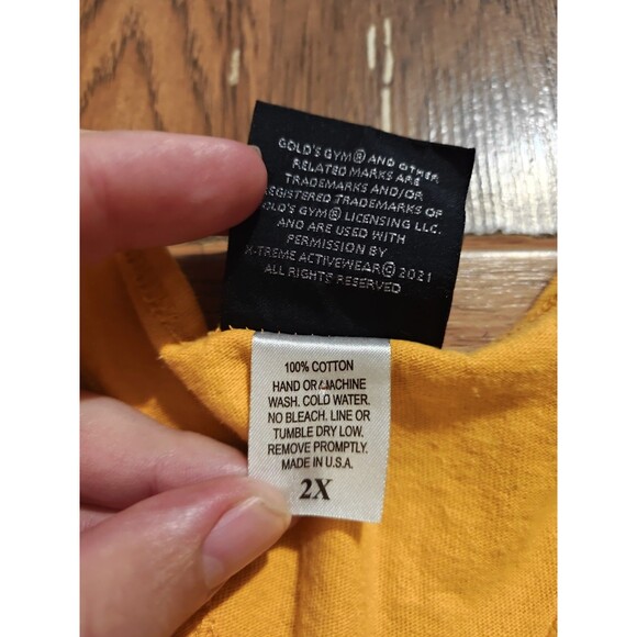 Golds Gym Muscle Tank Top Men’s 2XL Yellow Spaghetti Strap Made In USA - Picture 3 of 6